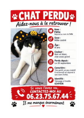 affiche avec photo et coordonnées