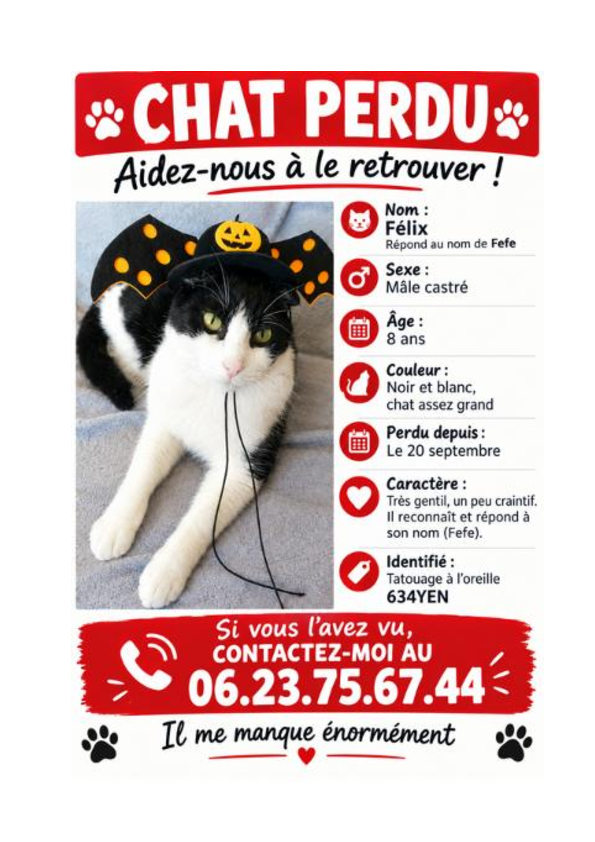 affiche avec photo et coordonnées