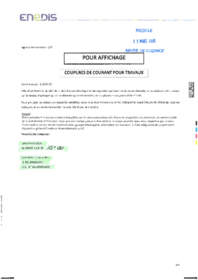 Information reçu par ENEDIS